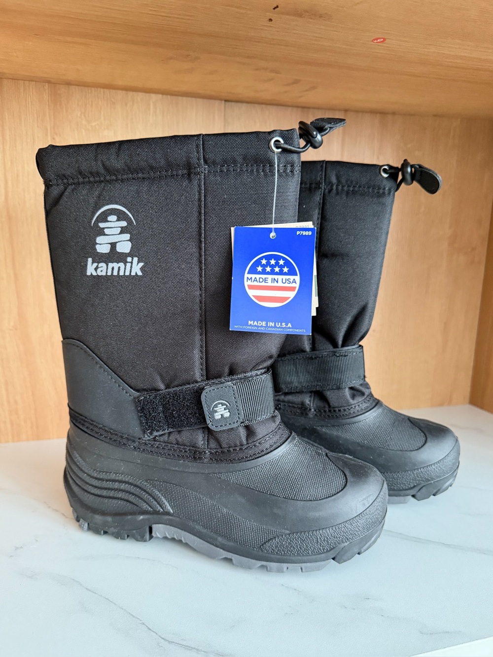 NWT Kamik Rocket Kids Waterproof Snow Boots Black Size 3 Little Kid